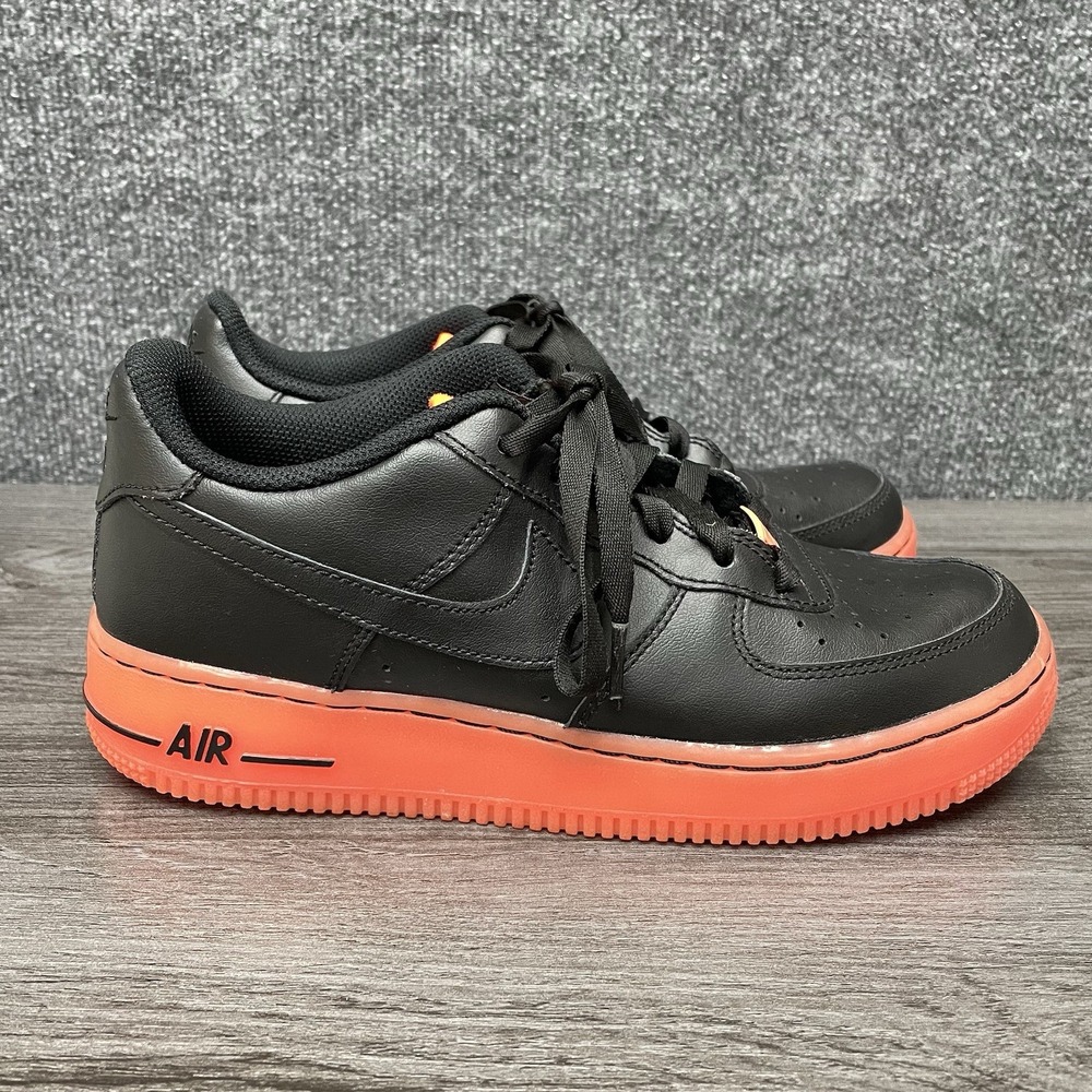 Nike AF1 Air Force 1 Premium GS Sneakers Shoes Retro Black Hot Lava Kids 6.5